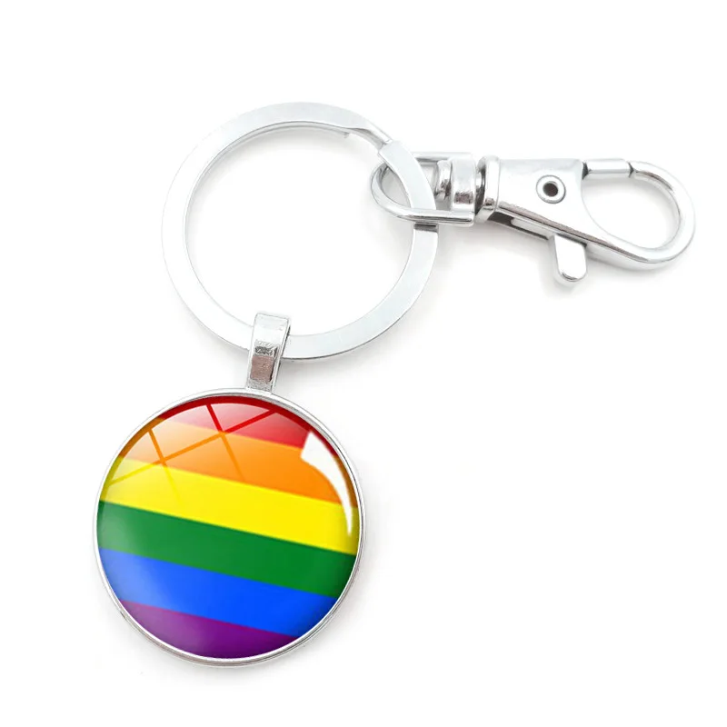 

XUSHUI XJ Gay Pride Rainbow Glass Dome Pendant Keychain LGBT Gay and Lesbian Pride Metal Key Chain Ring Holder Jewlery