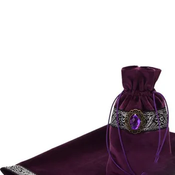 

Board Game Accessories By Hand Tarot Tablecloth With BagsFlocking Fabric Beautiful Stone