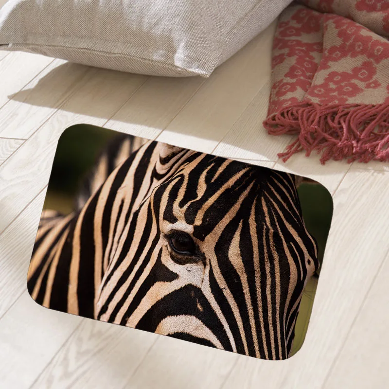 2018 Home Decorative Front Door Mat Fashion zebra Print Flannel Anti