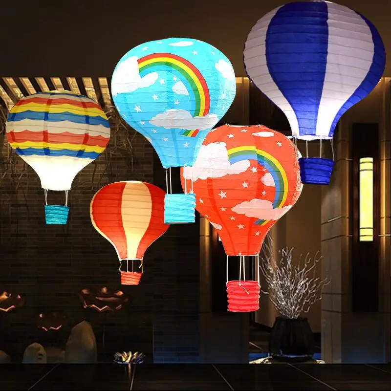 30*43cm Rainbow Hot Air Balloon Paper Lantern Kids Birthday Party