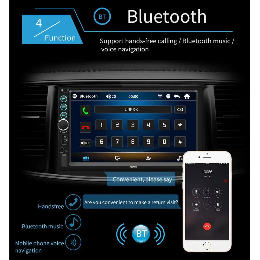 Автомагнитола Adeeing 2 Din 7 &quotMp5 плеер мультимедийный 2din Аудио Bluetooth зеркальная связь