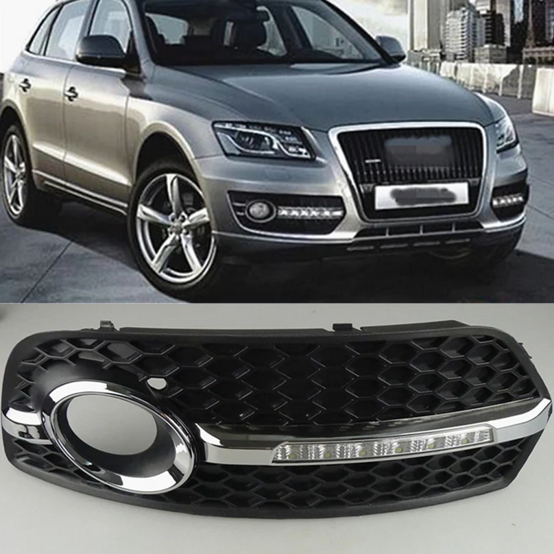 

Car Flashing 1 set DRL For Audi Q5 2010 2011 2012 2013 LED DRL Daytime driving Running Lights Daylight Fog Lamp cover hole light