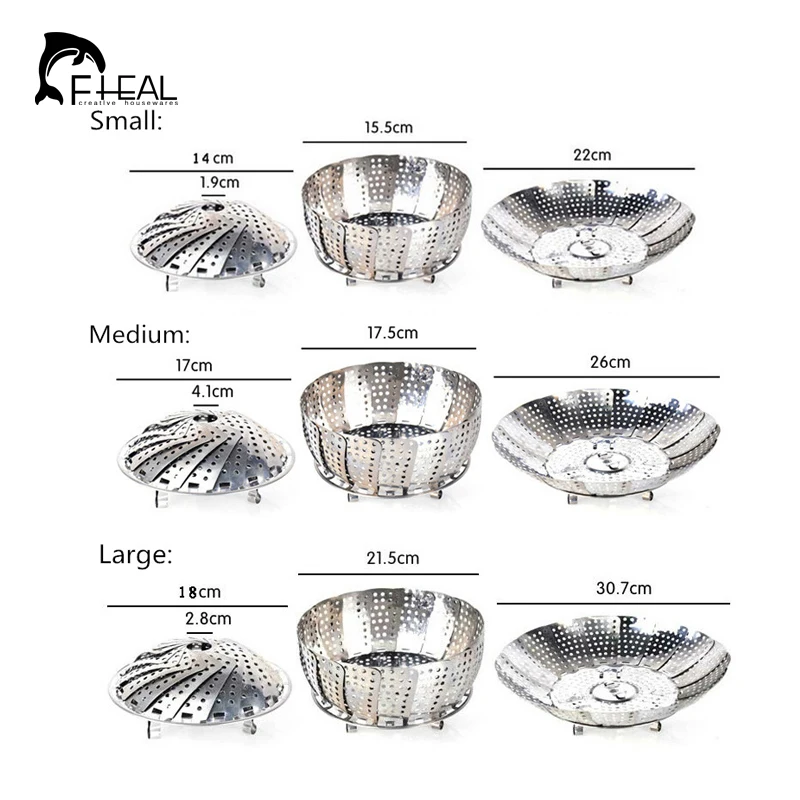 FHEAL посуда складной Блюдо Профиль Нержавеющая сталь Еда корзина сетка овощная Vapor Плита пароход расширяемый Pannen Кухня инструмент