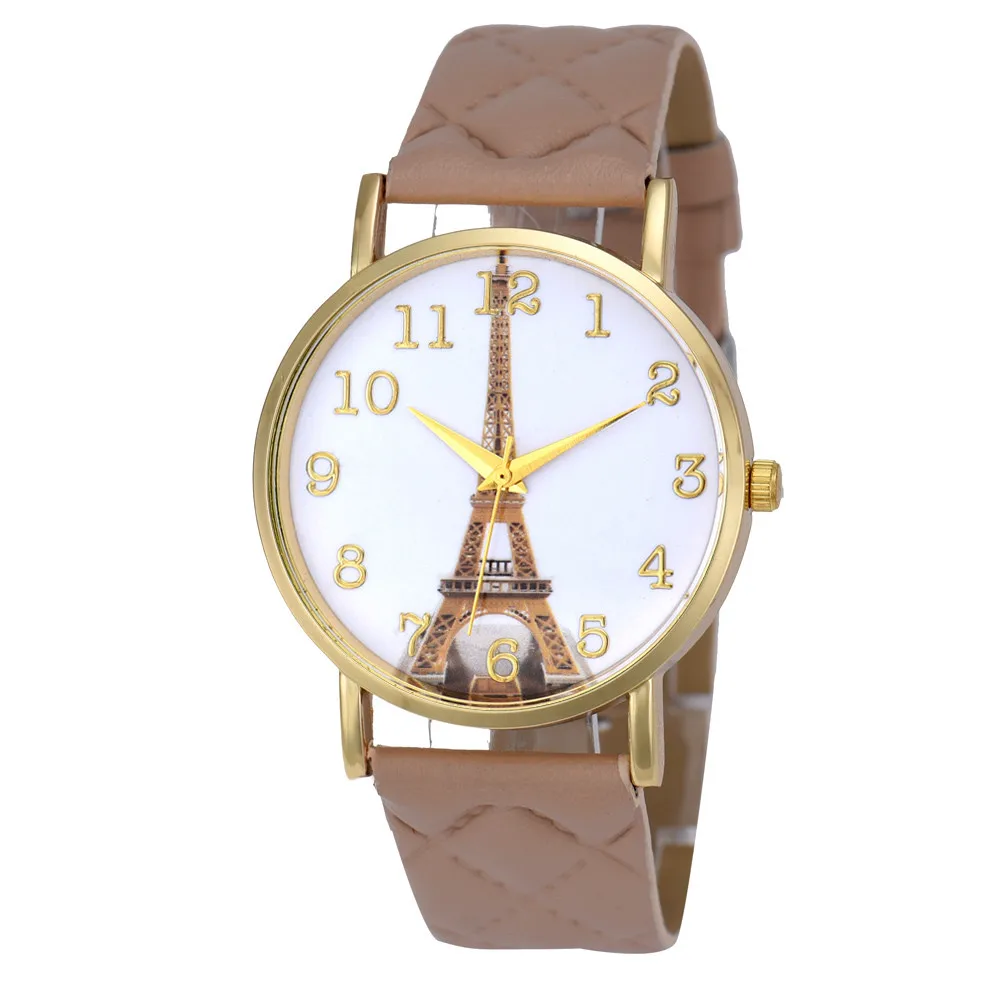 Duobla новые женские часы с Эйфелевой башней из искусственной кожи, аналоговые Кварцевые женские наручные часы Relogio Feminino, 40Q