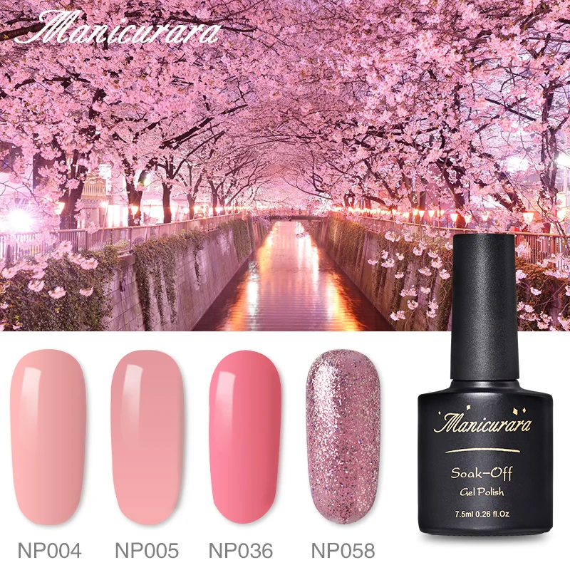 

Manicurara Pink Series Gel Nail Polish Cherry Atmosphere Top Brand Nail Art Glitter Pink Gel Polish 16Colors 7.5ML Poly Gel Art