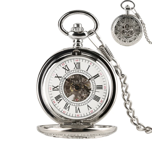 High Quality Silver Hollow Gear Wheel Steampunk Mechanical Pocket Watch Roman Nu High Quality Silver Hollow Gear Wheel Steampunk Mechanical Pocket Watch Roman Nu