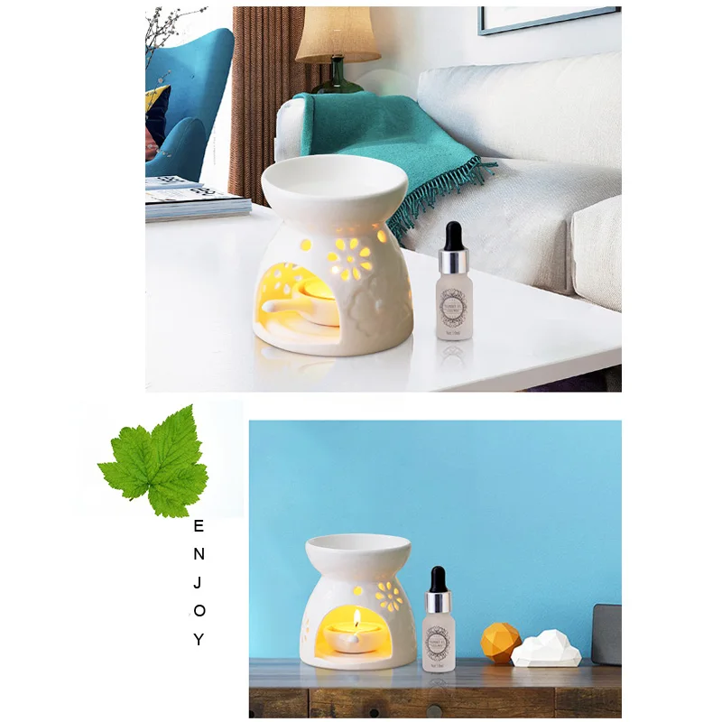 

White Ceramic Aromatherapy Essential Oil Burner Aroma Lamp Diffuser Home Decor