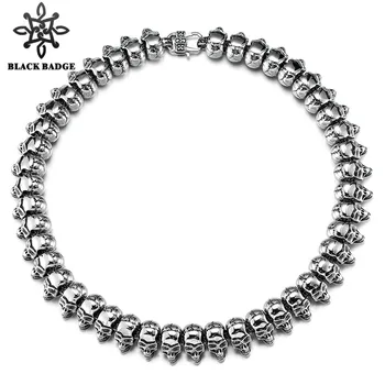 

Fashion Jewelry Long Silver Color Curb Cuban Chain Necklace Skull Necklaces For Men Women Party Hip Hop Jewelry