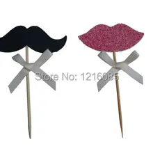 Блеск Лечения Зубочистки кекс топперы Морских свадебный день рождения свадебный душ Девичник Губы и Усы торт топпер