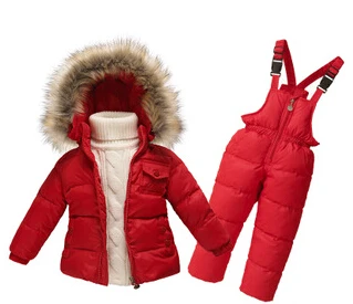 Комплект зимней одежды для детей лыжный костюм для мальчиков комплект куртка-пуховик для девочек+ комбинезон одежда для маленьких мальчиков/девочек 1–6 лет