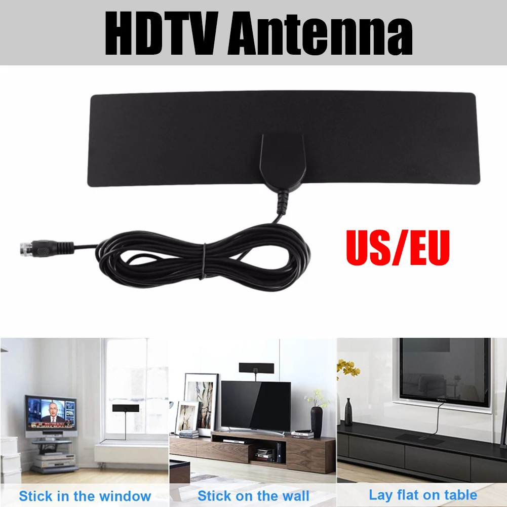 Новинка, плоский внутренний HD усилитель сигнала, цифровая ТВ антенна, HD tv, диапазон 50 км, VHF UHF HD ТВ антенна, ТВ приемник сигнала, США штекер