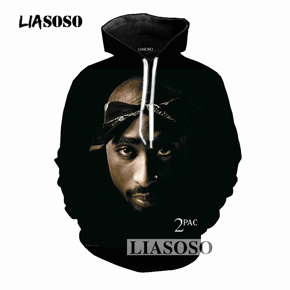 

LIASOSO 2019 new Fashion Brand clothing Hoodie 2pac Tupac 3D Print Rapper Hoodies hip hop hooded sweatshirt Drop Shipping R3975