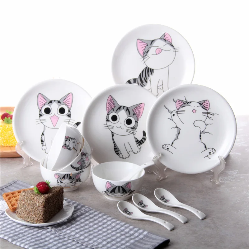 

Cat Ceramic Dinnerware Set Tableware Set Plates Bowls Spoons (12pcs/set)
