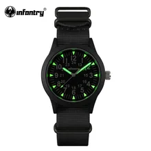 INFANTERÍA Hombres Relojes Relojes Luminosos Ejército Táctico G10 Nylon Durable Correa Relojes Relojes Reloj de Cuarzo Japonés Hattori