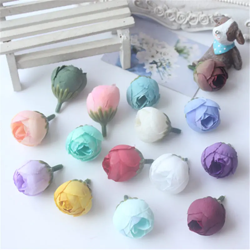

6PCS wreath material European oil painting small tea buds simulation roses package Sen Department of hand accessories