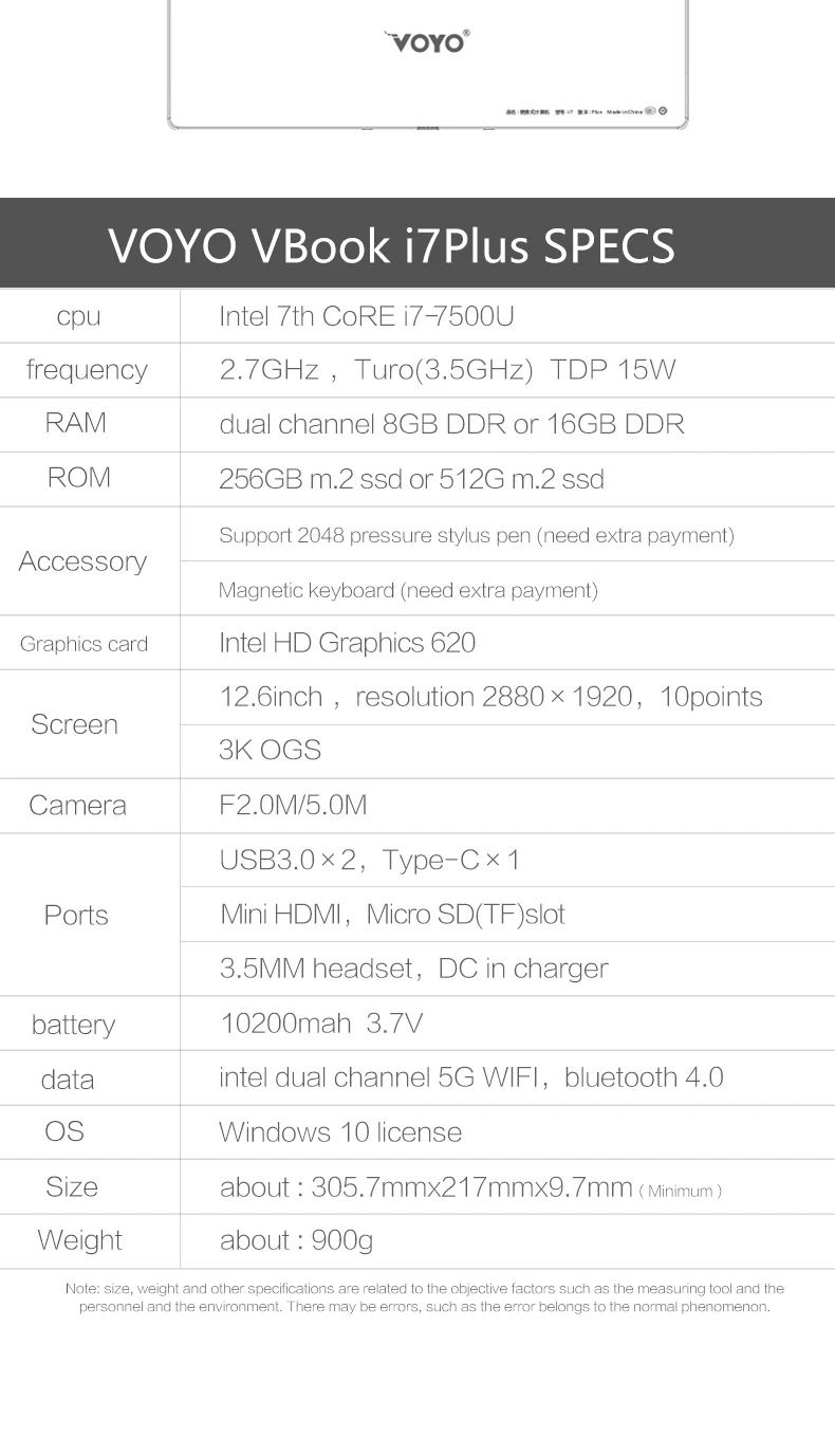 VOYO i7plus intel i7 7500U большой экран HD 2880*1920 16 г оперативная память 512 ГБ SSD Поддержка оконные рамы стилус для планшета 12,6 "планшеты PC