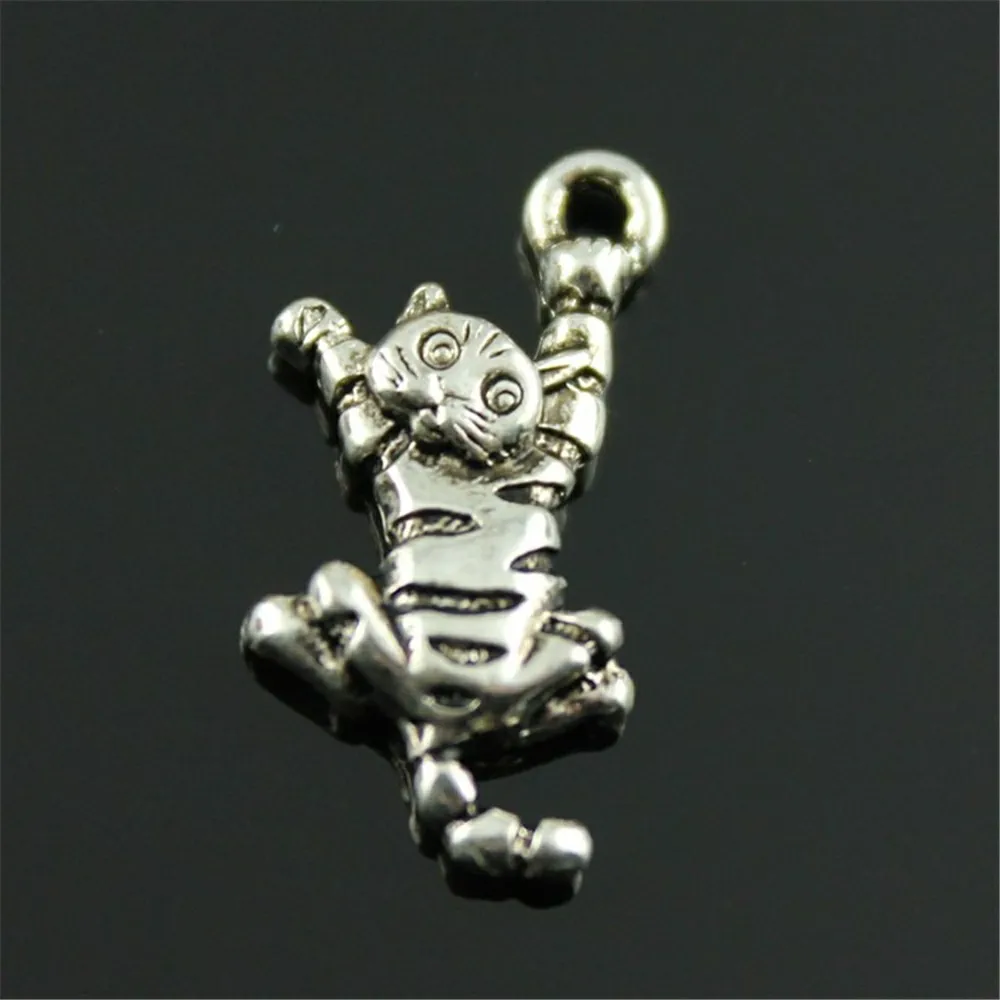 15pcs Charm Cat Cat Pendant Charms For Jewelry Making Antique Silver