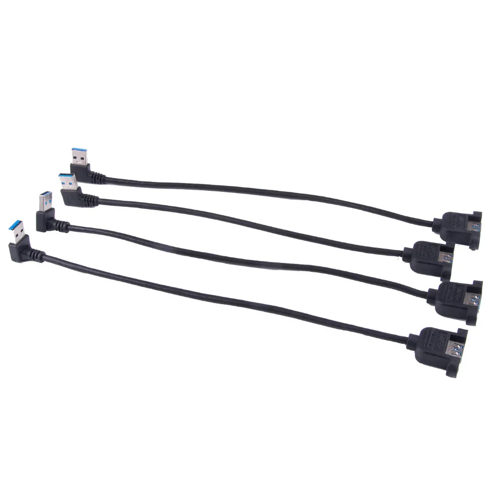 

USB 3.0 Extension Cable Left Right UpDown Angled Male to Female extender cable cord Dual Shielded w/Screw Panel Mount 0.3m/0.6m