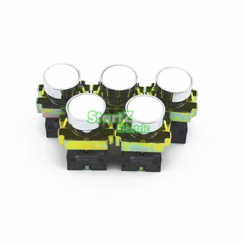 

5Pcs 22mm white Momentary Push Button Switch XB2-BA11 1NO