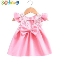 Sodawn Summer Brand Fashion Girls Clothes Cartoon Rabbit T-shirt+ Mesh Dress 2pcs Cute Children Clohting Baby Clothing