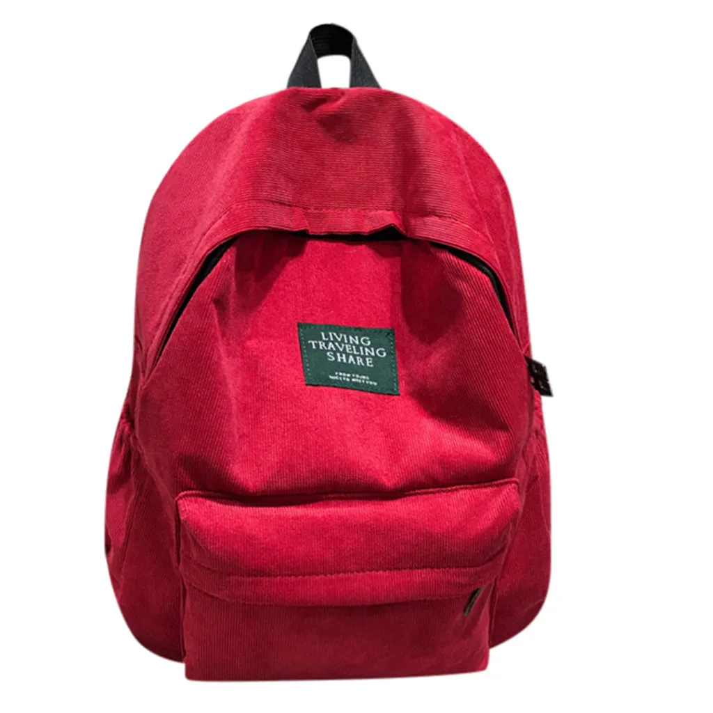 

MAIOUMY Fashion Unisex Simple Solid Color Zipper Backpack Travel Bag Student Bag Corduroy Chains Large Capacity bag hot July 19