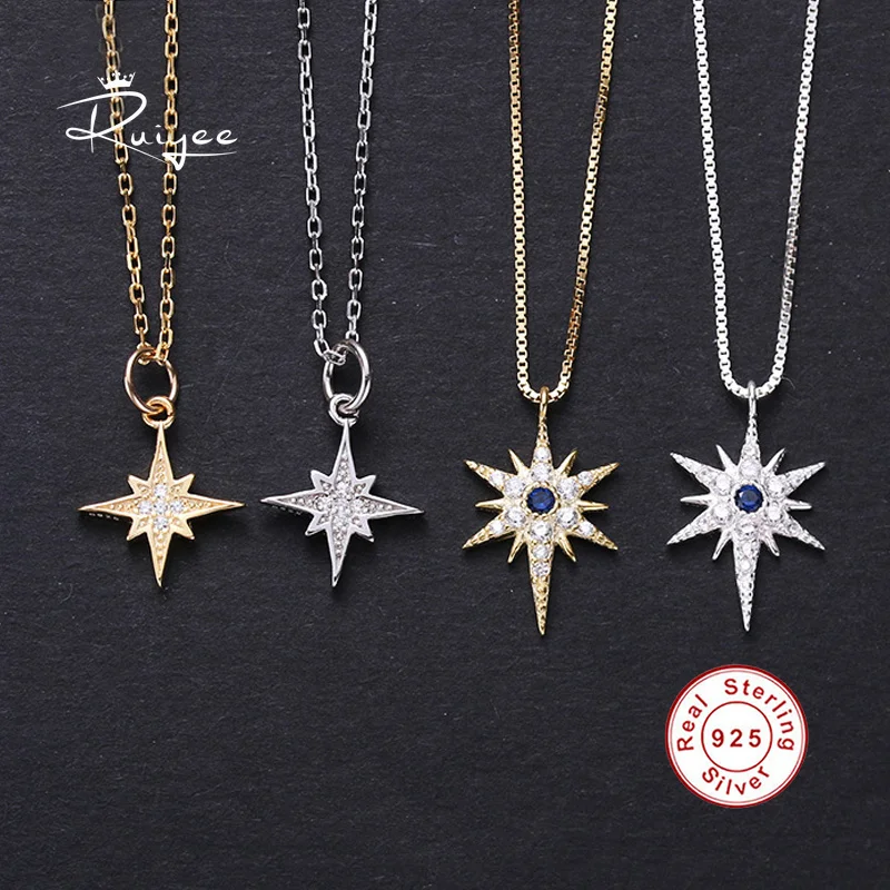 

RUIYEE S925 sterling silver small star zircon six-pointed star diy necklace pendant without chain single sinker single simple