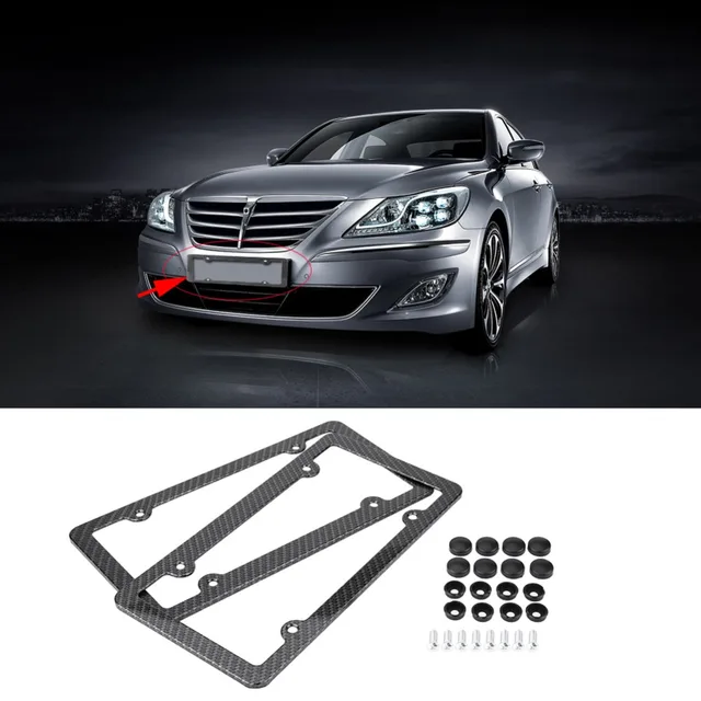 Dwcx Car Carbon Fiber Black Number License Plate Frame Bracket Hold Mount Relocator For Vw Mercedes Benz Audi Bmw Mazda
