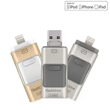 Usb флэш-накопитель 8 ГБ 16 ГБ 32 ГБ 64 ГБ для iPhone 7 плюс 6 5 5S Lightning чтобы металлическая ручка привода U диск для iOS10 Memory Stick 128 ГБ