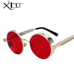 Круглые металлические солнцезащитные очки мужской женский стимпанк модные очки Брендовая дизайнерская обувь ретро Винтаж солнцезащитные