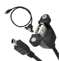 100 шт./лот Mini-B Mini USB 2.0 мужчина к USB 2.0 Женский Панель крепление удлинитель с винтами 50 см, бесплатная доставка Fedex