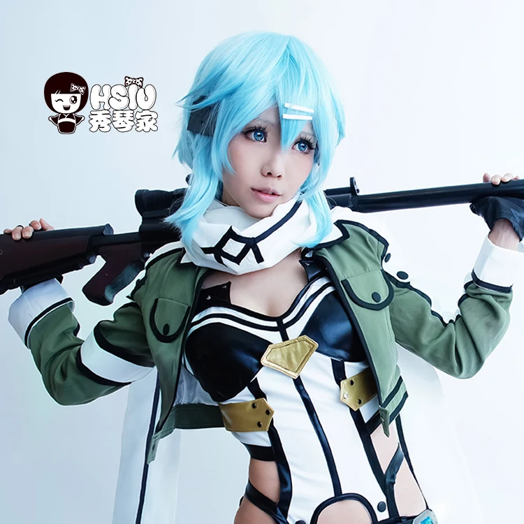 Парик для косплея HSIU короткий Ледяной Синий искусство меча онлайн 40 см|sword art online