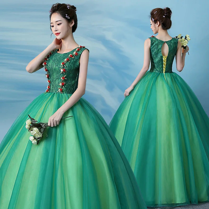 green colour long frocks