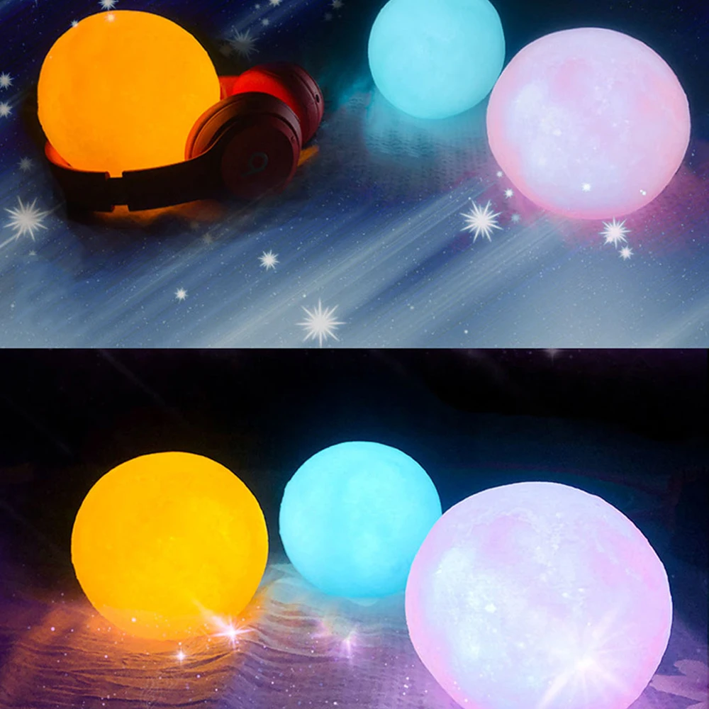 3D Moon Sleep Light Moon Light Christmas Child Gift Moon Light Powder Yellow Blue White 15/12/10/8CM Optional