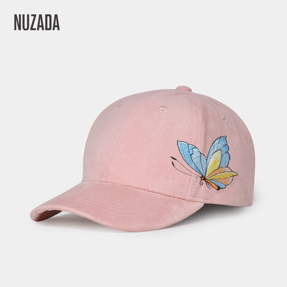 

NUZADA Suede Fabric Snapback Women Baseball Cap Spring Summer Autumn Hat Bone High quality Thickening Embroidery Butterfly
