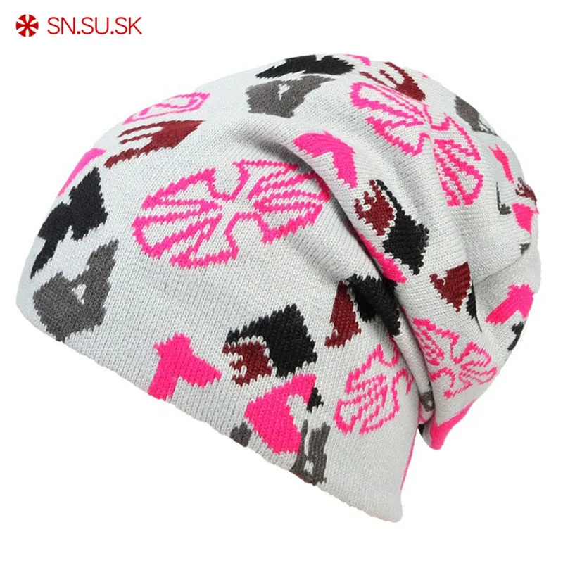 

SN.SU.SK Women Caps 2019 New Men Skiing Hats Warm Winter Knitting Skating Hat Letter Beanies Snowboard Cap Ski hats 04-5271