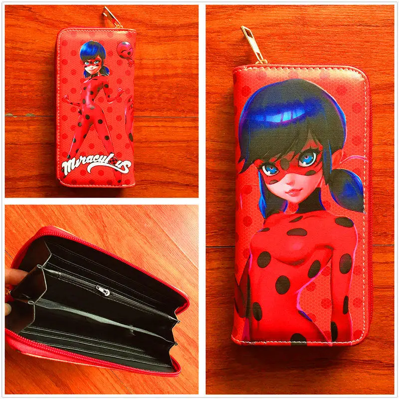

Miraculous Ladybug Cartoon Long Wallet Credit Card Holder zipper Long Wallet PU Leather Purse L047