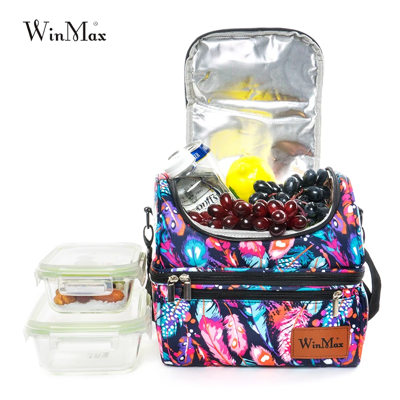 Double Decker Cooler Lunch Bags Insulated Print Waterproof Thermal Lunchbox Travel Food Picnic Bag for Women Men Bolsa Termica Double Decker Cooler Lunch Bags Insulated Print Waterproof Thermal Lunchbox Travel Food Picnic Bag for Women Men Bolsa Termica