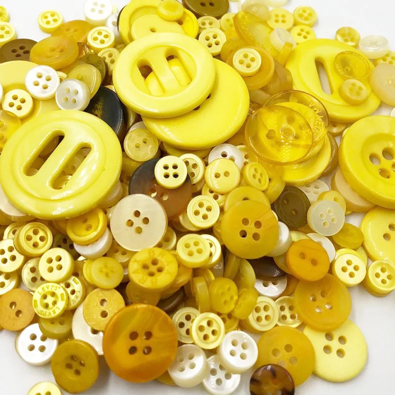 

Yellow 50 Gram DIY Making Hand Knitting doll's clothing Buttons Resin Promotions Mixed Sewing Scrapbook PT230