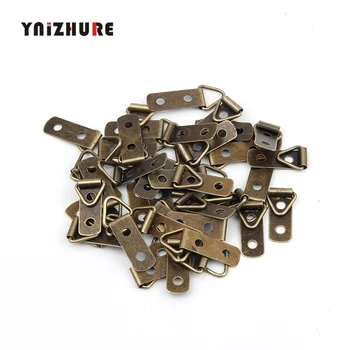

Triangle D-Ring 2 Holes Hanging Picture oil Painting Mirror Frame Hooks Hangers With Screws,Bronze Tone,30*11mm,100Pcs
