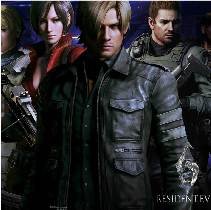 

Biohazard Resident Evil 4 Leon S Kennedy Cosplay Costume Motorcycle Jacket Male Cowhide Rider M65 jacket