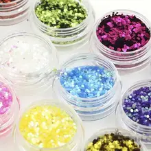 12 цветов дизайн ногтей шестигранный Блестящий Мерцающая Снежинка блестки порошок пыль Советы Маникюр украшение