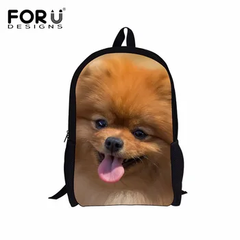 

FORUDESIGNS Fashion Women Casual Backpack Cute 3D Animal Pomeranians Printing School Backpack for Student Children Schoolbags