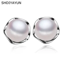 SHDIYAYUN Fine Real Pearl Earrings Pearl Jewelry Natural Freshwater Pearl Classical 925 Sterling Silver Stud Earrings For Women SHDIYAYUN Fine Real Pearl Earrings Pearl Jewelry Natural Freshwater Pearl Classical 925 Sterling Silver Stud Earrings For Women