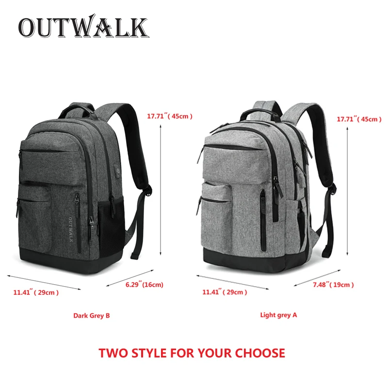 Мужской многофункциональный рюкзак OUTWALK для ноутбука 15 дюймов с usb зарядкой