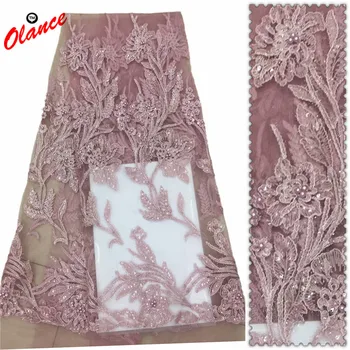 

Single color beautiful vines pattern dress fabric with beads and sequins AXC23 Free shipping cheap French Net Lace Fabric