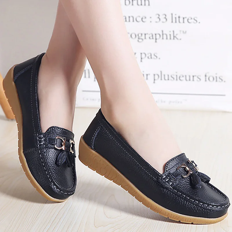 

Nurse shoes loafers women designer tassel metal ladies shoes size 43/44 slip on female spring shoes classic 2019