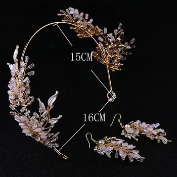 

new arrival bridal headdress wedding accessories flower violet hair jewellery earrings set