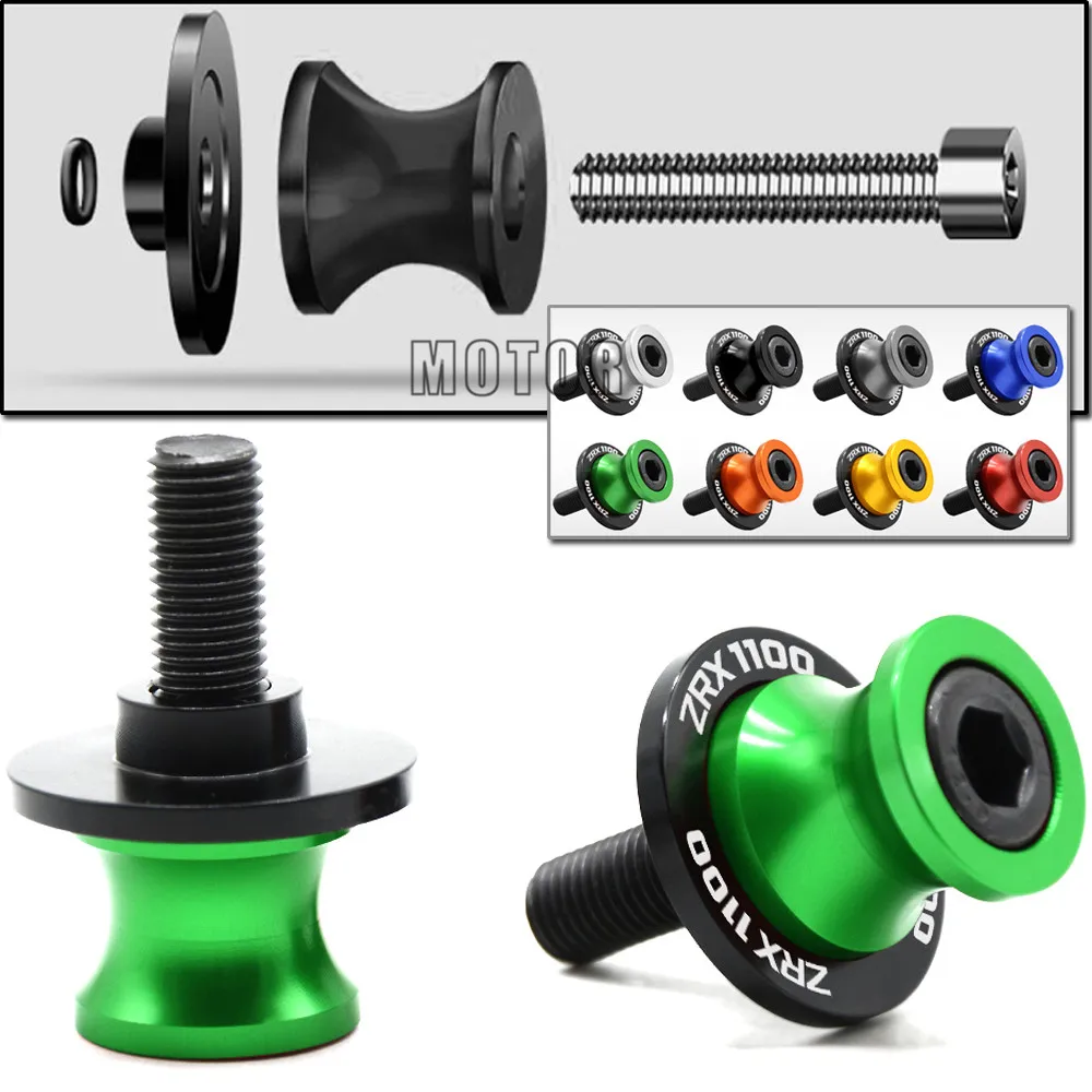 

10mm Motorbike Swingarm Cover Sliders Spools CNC For Kawasaki ZRX1100 1999-2000 ZRX 1100 Swing Arm Stand Screws Slider Paddock