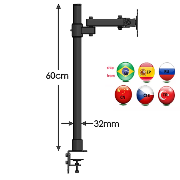 

DL-T801L 10-27" Steel 60cm high single tv desktop stand lcd table mount bracket holder for 10"-27" VESA100X100 75X75