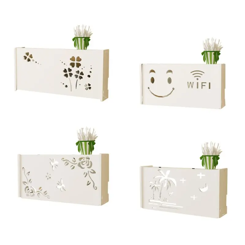 

Wireless Wifi Router Storage Box PVC Panel Frame Wall Mount Bracket Cable Storage Large Size Home Decoration